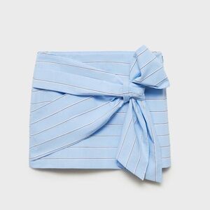 Mango Light Blue Striped Mini Skirt